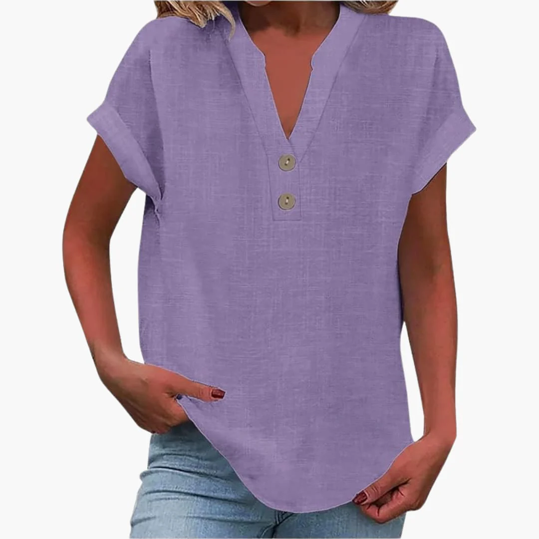 Damen Bluse mit V-Ausschnitt und kurzen Ärmeln - Image 6