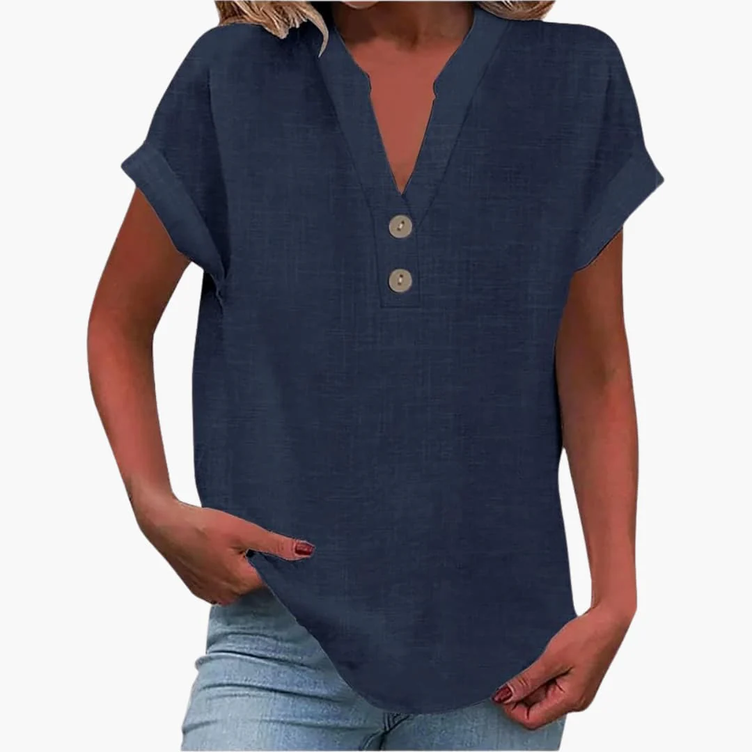 Damen Bluse mit V-Ausschnitt und kurzen Ärmeln - Image 7