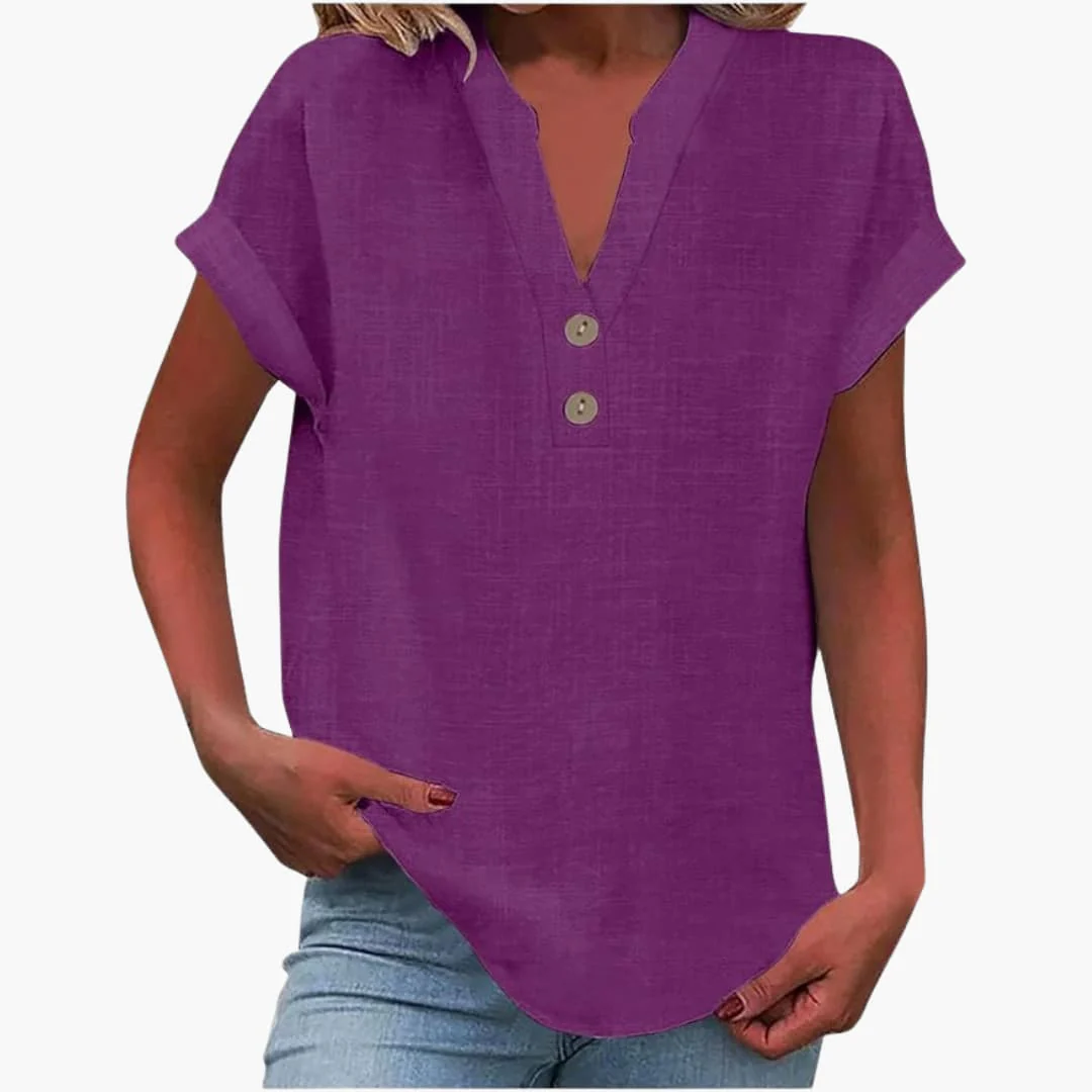Damen Bluse mit V-Ausschnitt und kurzen Ärmeln - Image 9