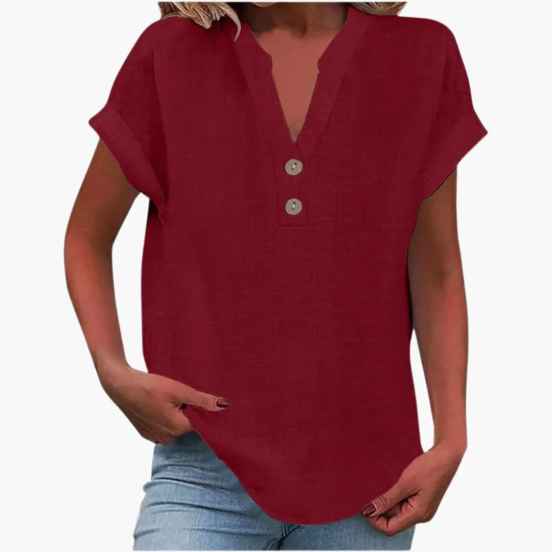 Damen Bluse mit V-Ausschnitt und kurzen Ärmeln für Frühling - Image 11