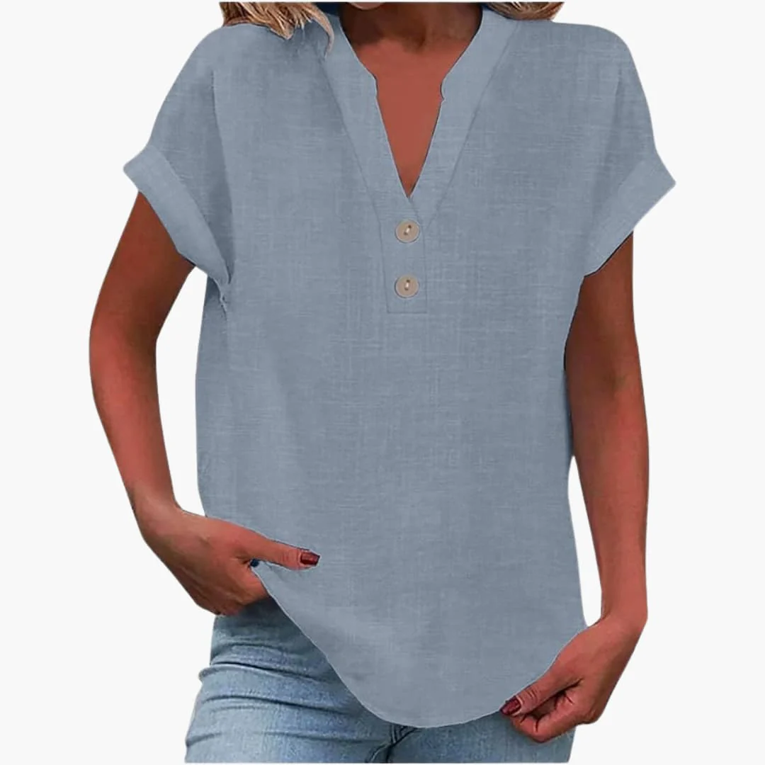Damen Bluse mit V-Ausschnitt und kurzen Ärmeln für Frühling - Image 5