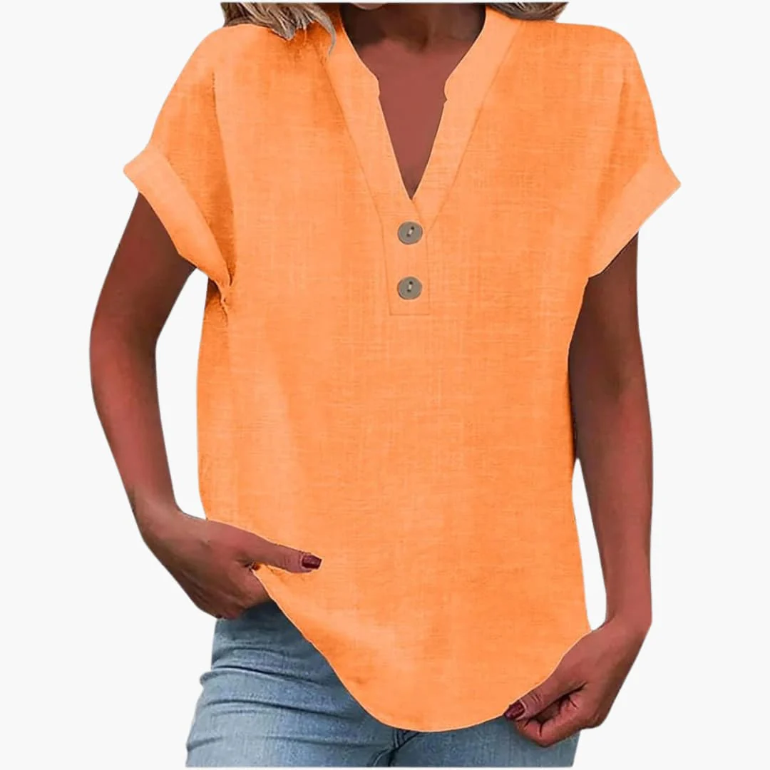 Damen Bluse mit V-Ausschnitt und kurzen Ärmeln für Frühling - Image 6
