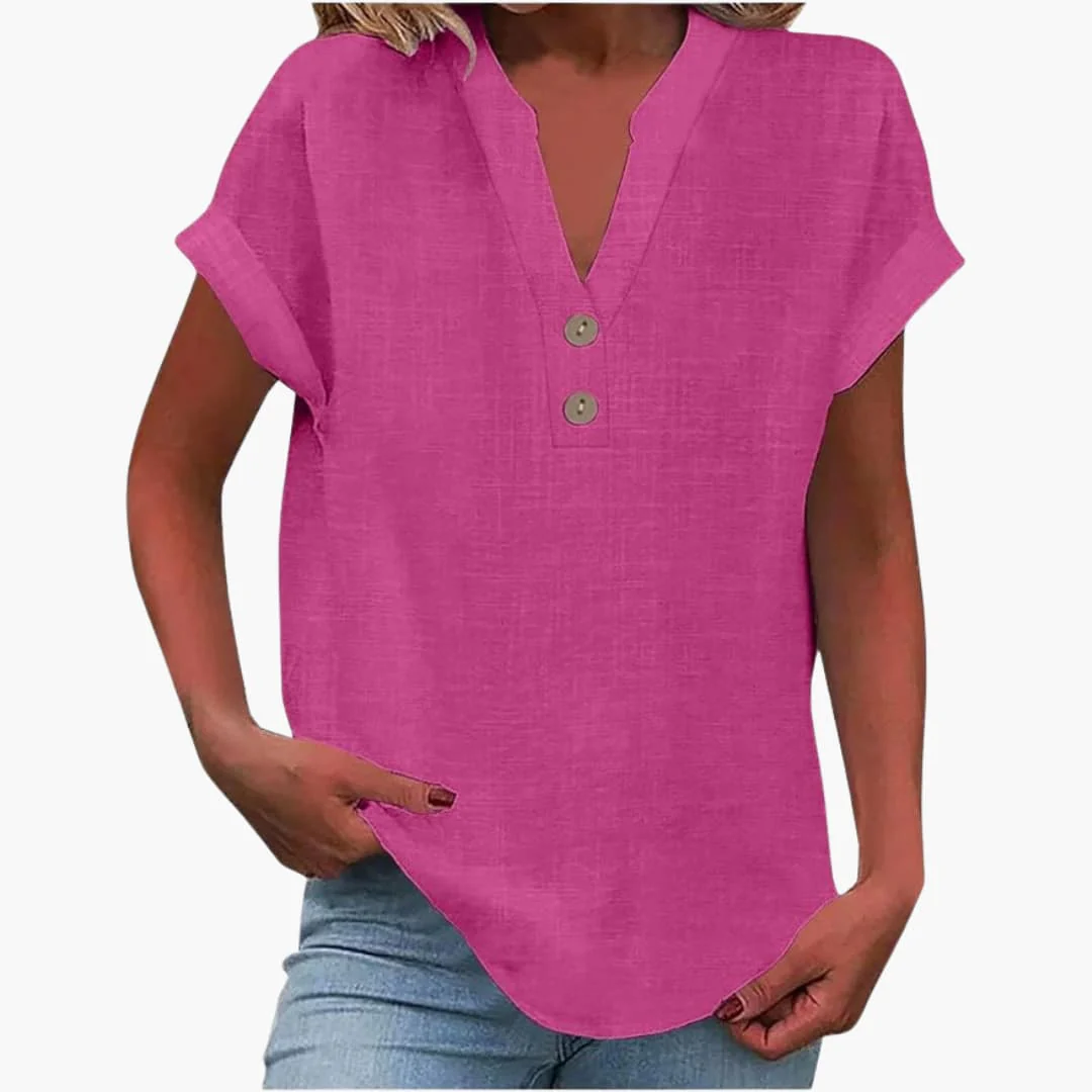 Damen Bluse mit V-Ausschnitt und kurzen Ärmeln für Frühling - Image 7