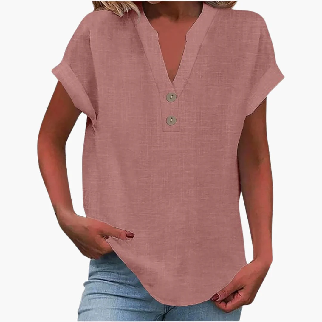 Damen Bluse mit V-Ausschnitt und kurzen Ärmeln für Frühling - Image 8