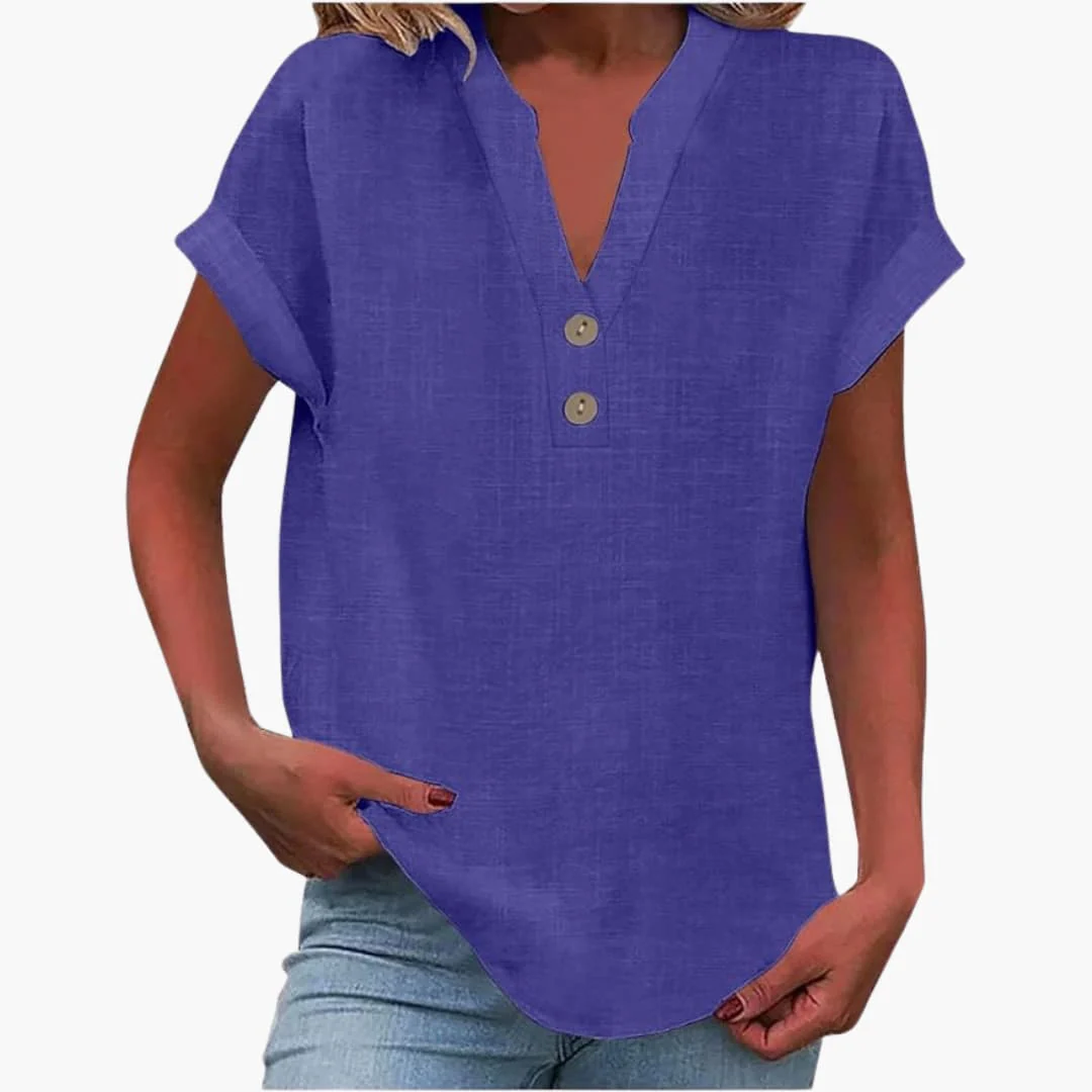 Damen Bluse mit V-Ausschnitt und kurzen Ärmeln für Frühling - Image 9
