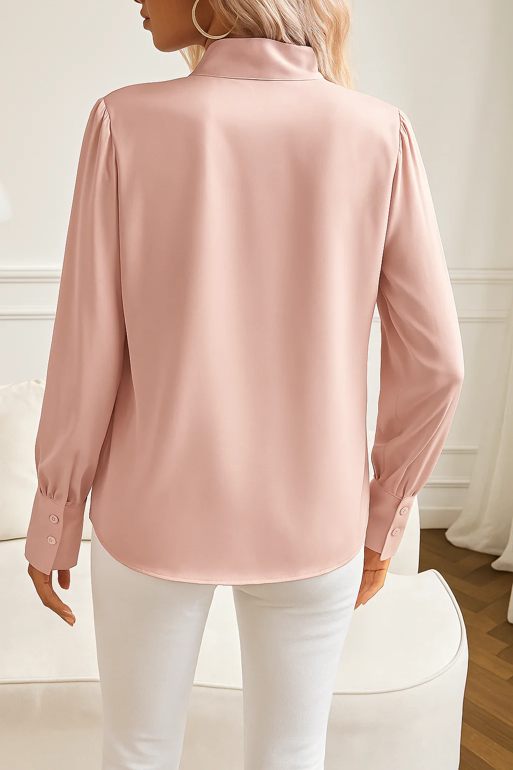 Damen Bluse | Strukturierte Ausführung mit Schleifenkragen - Image 2