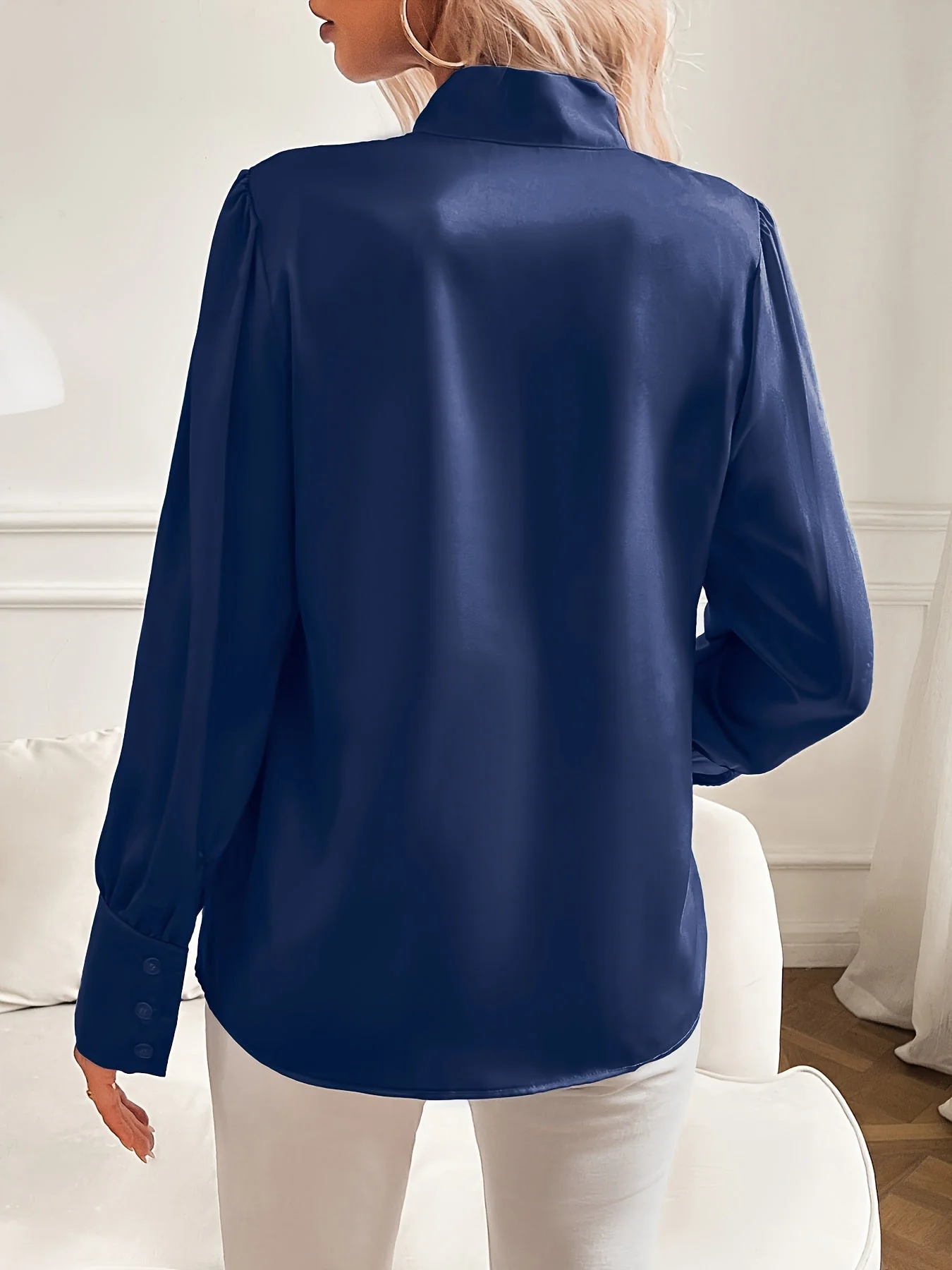Damen Bluse | Strukturierte Ausführung mit Schleifenkragen - Image 3