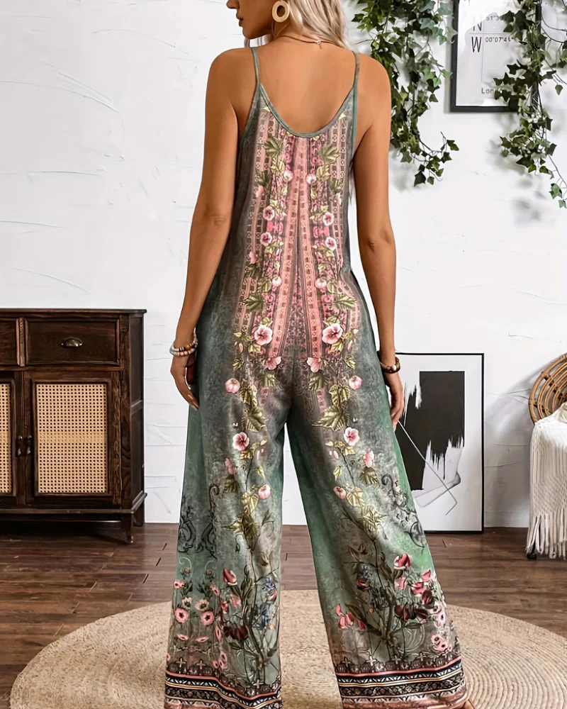 Damen Boho Jumpsuit Mit Blumenmuster | Ärmellos & Weites Bein - Image 3
