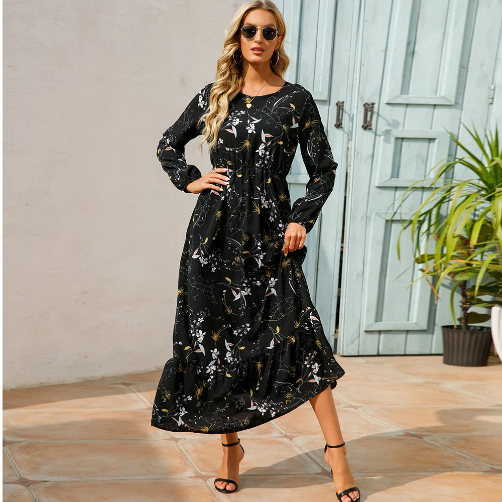 Damen Boho Maxikleid mit Blumenmuster | Langarm - Image 3