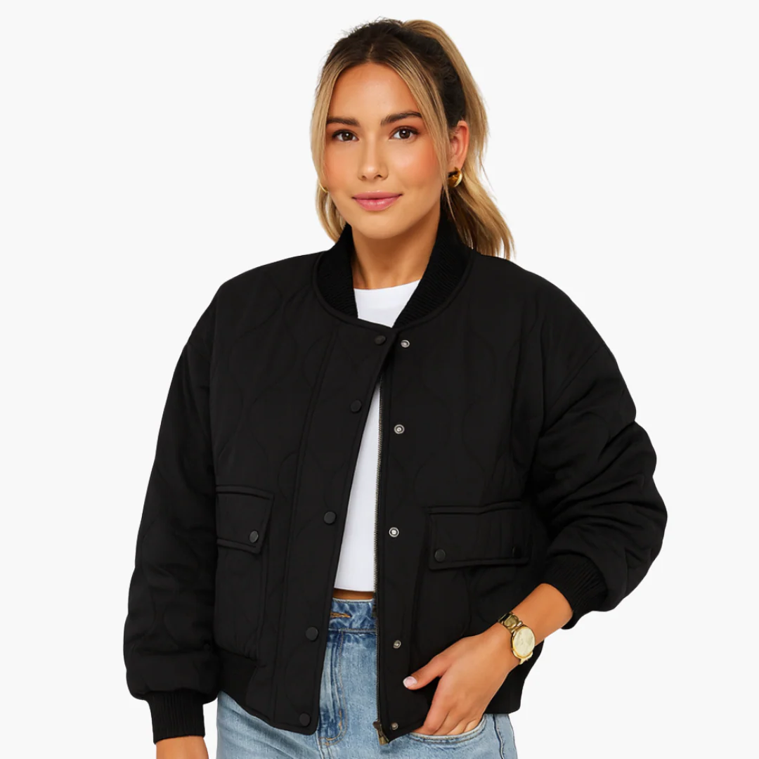Damen Bomberjacke mit geripptem Saum und Seitentaschen - Image 2