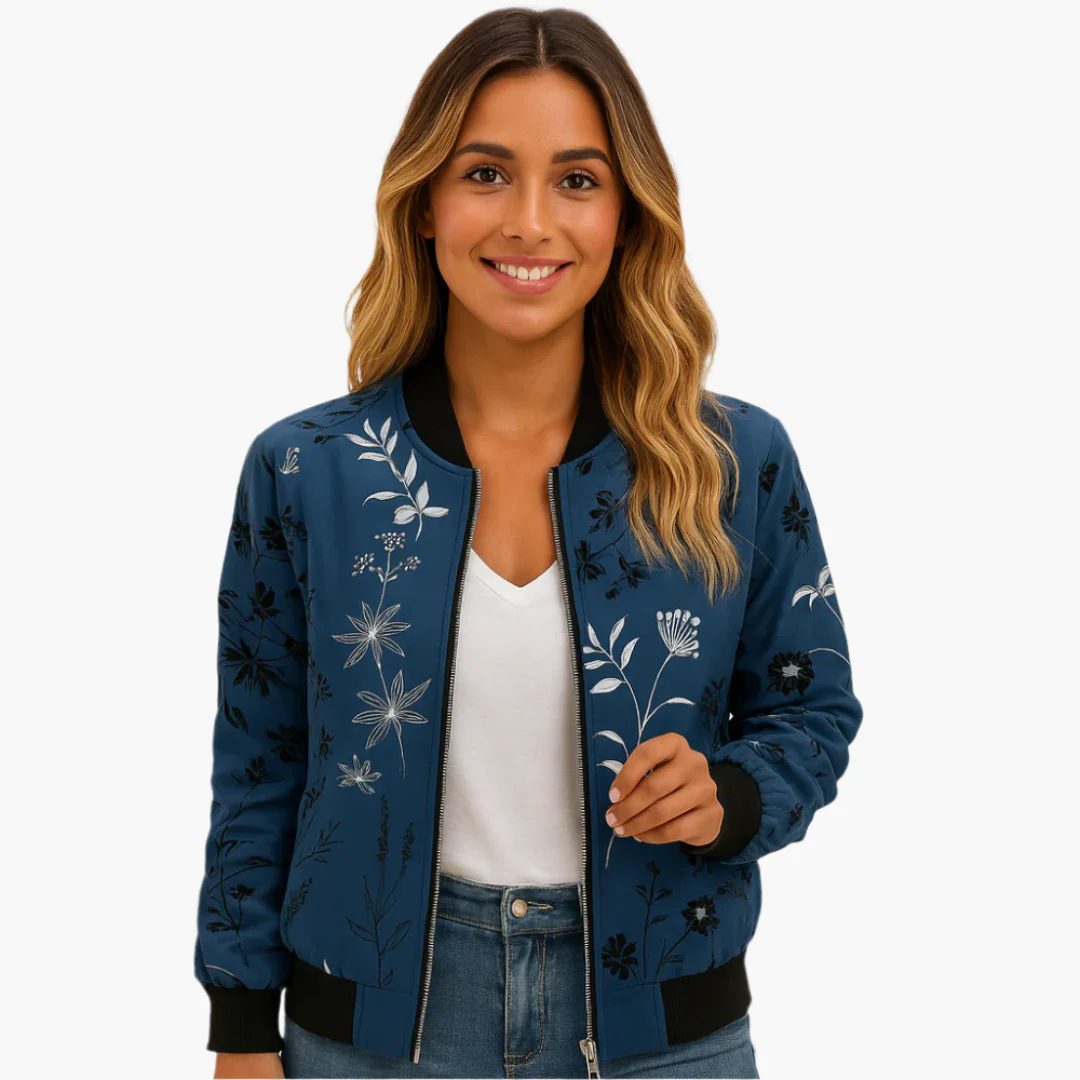 Damen Bomberjacke mit Reißverschluss vorn und bedruckter Oberfläche - Image 2