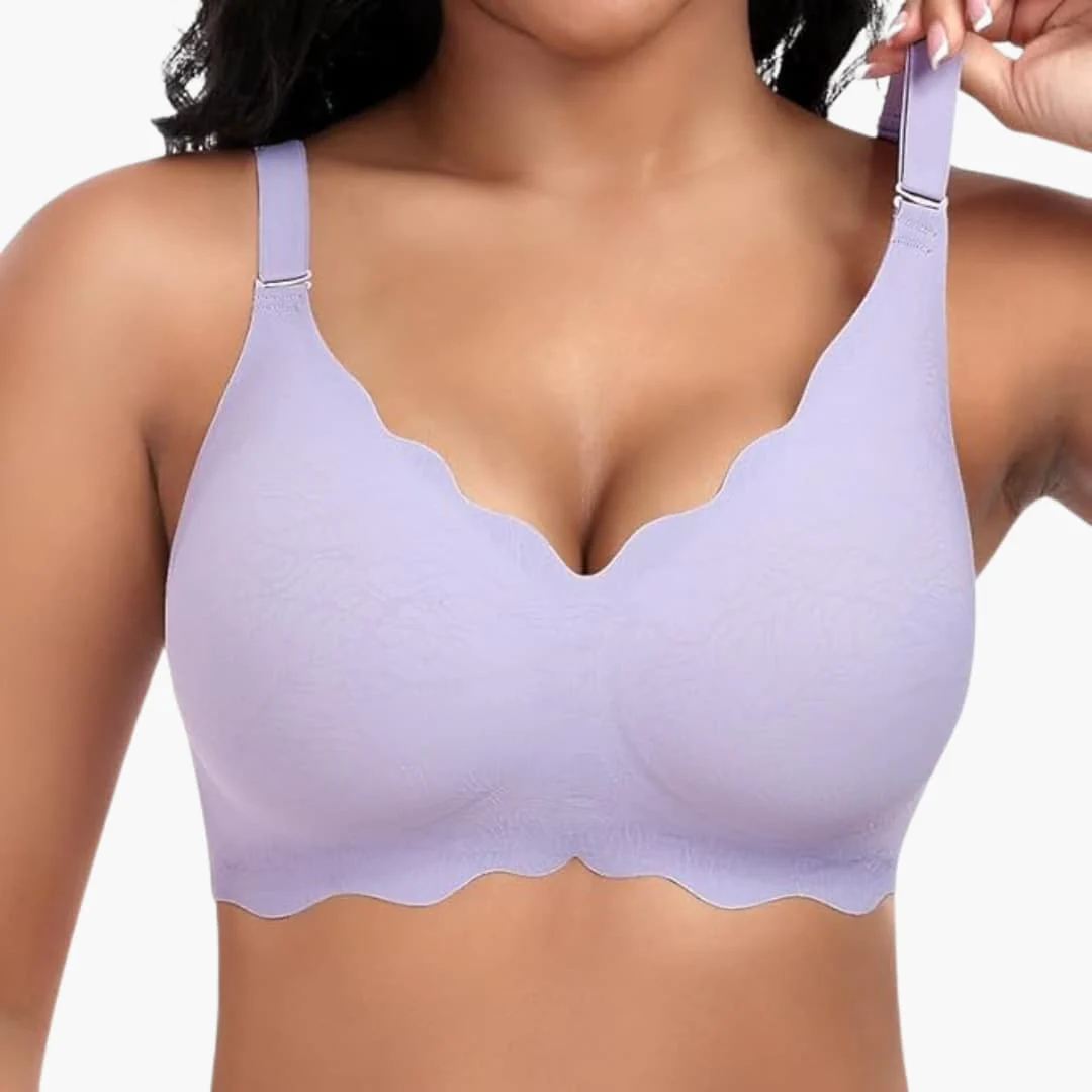 Damen bügelloser BH mit V-Ausschnitt und Spitzendetails - Image 2