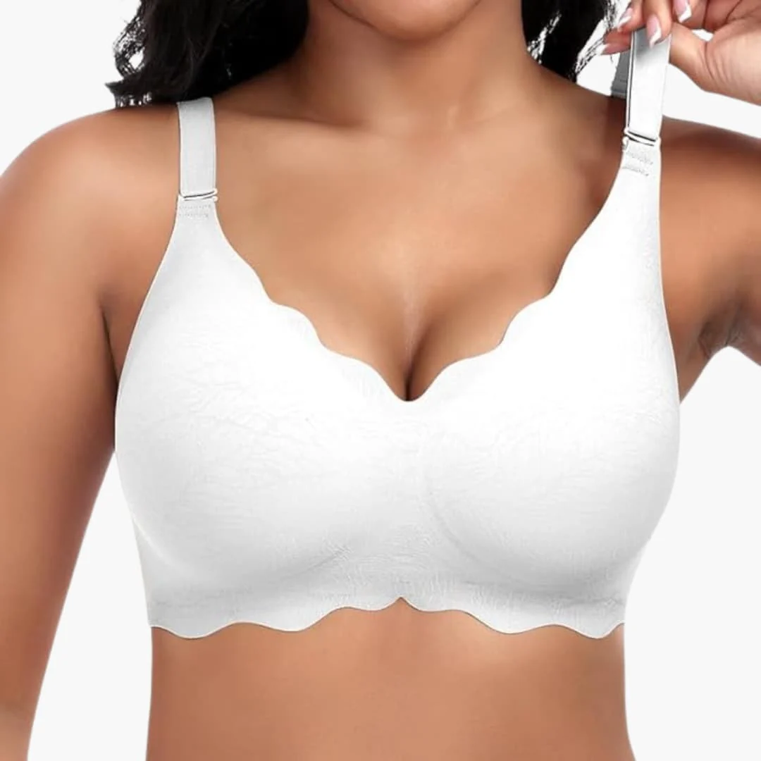 Damen bügelloser BH mit V-Ausschnitt und Spitzendetails - Image 3