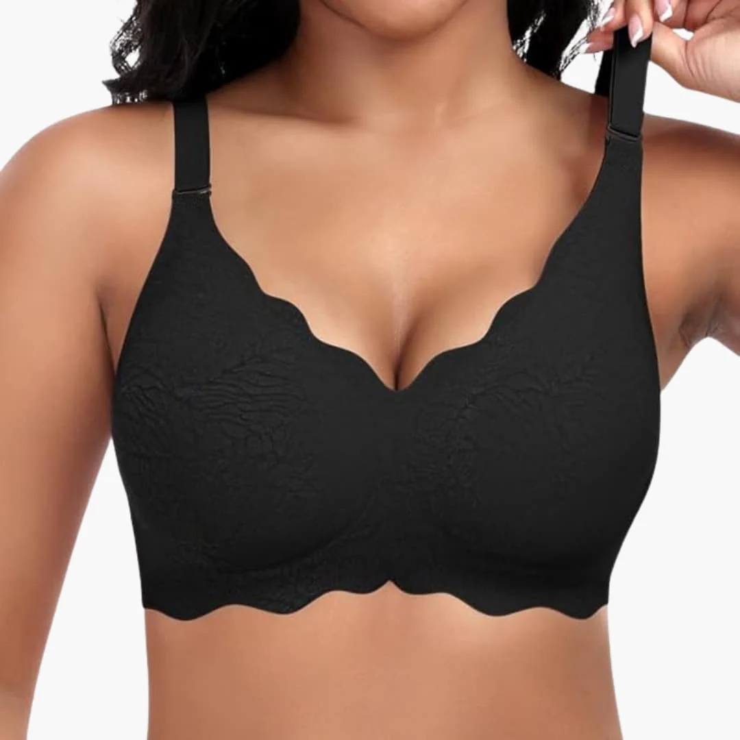 Damen bügelloser BH mit V-Ausschnitt und Spitzendetails - Image 4