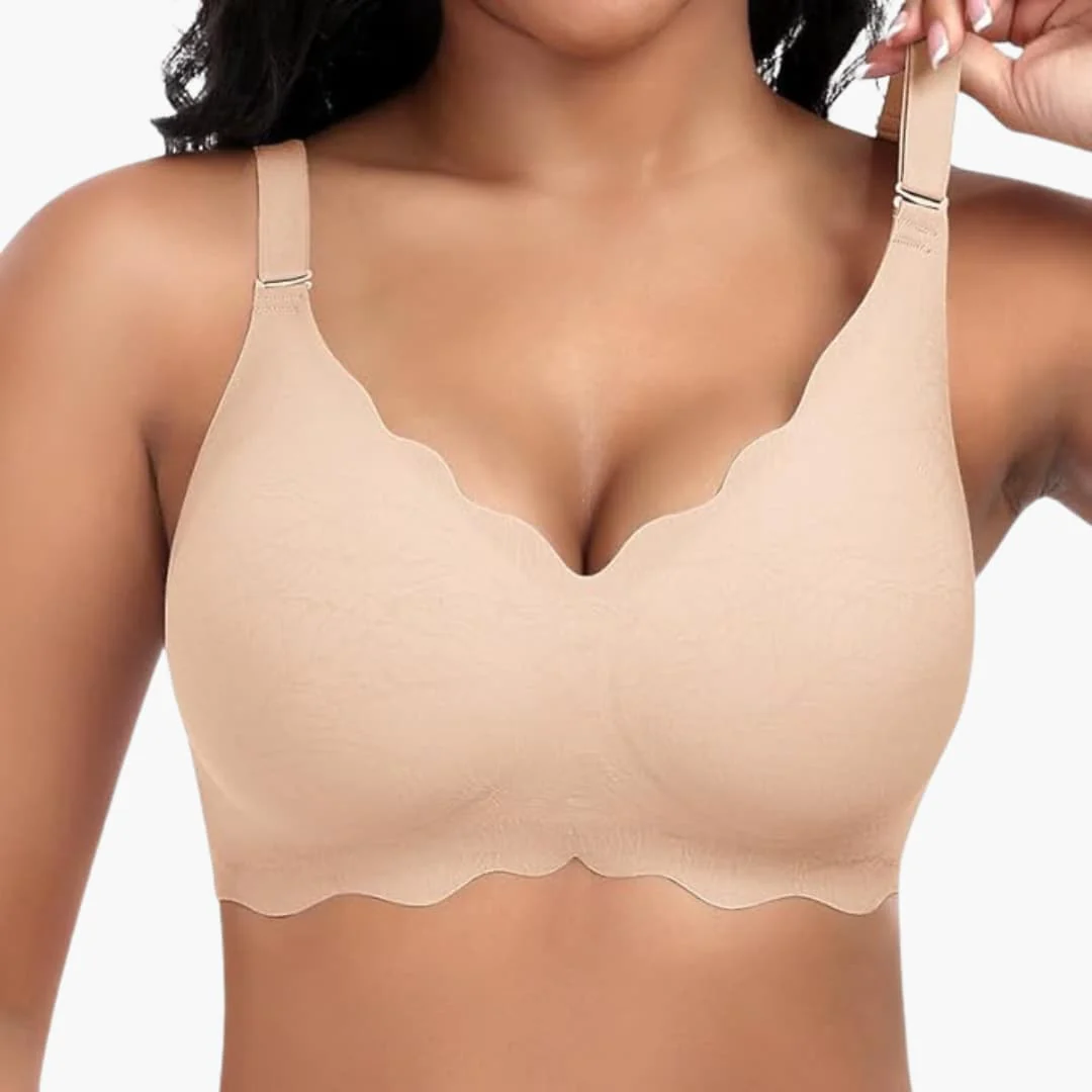 Damen bügelloser BH mit V-Ausschnitt und Spitzendetails - Image 5