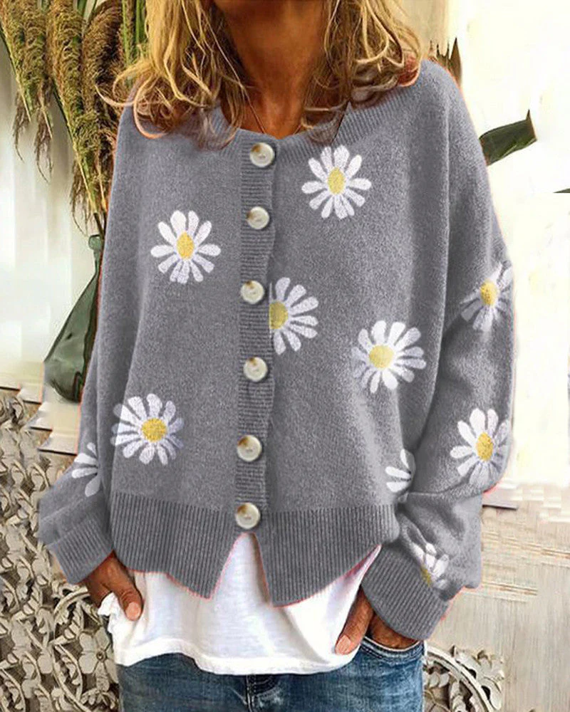 Damen-Cardigan mit Gänseblümchen-Design - Image 5