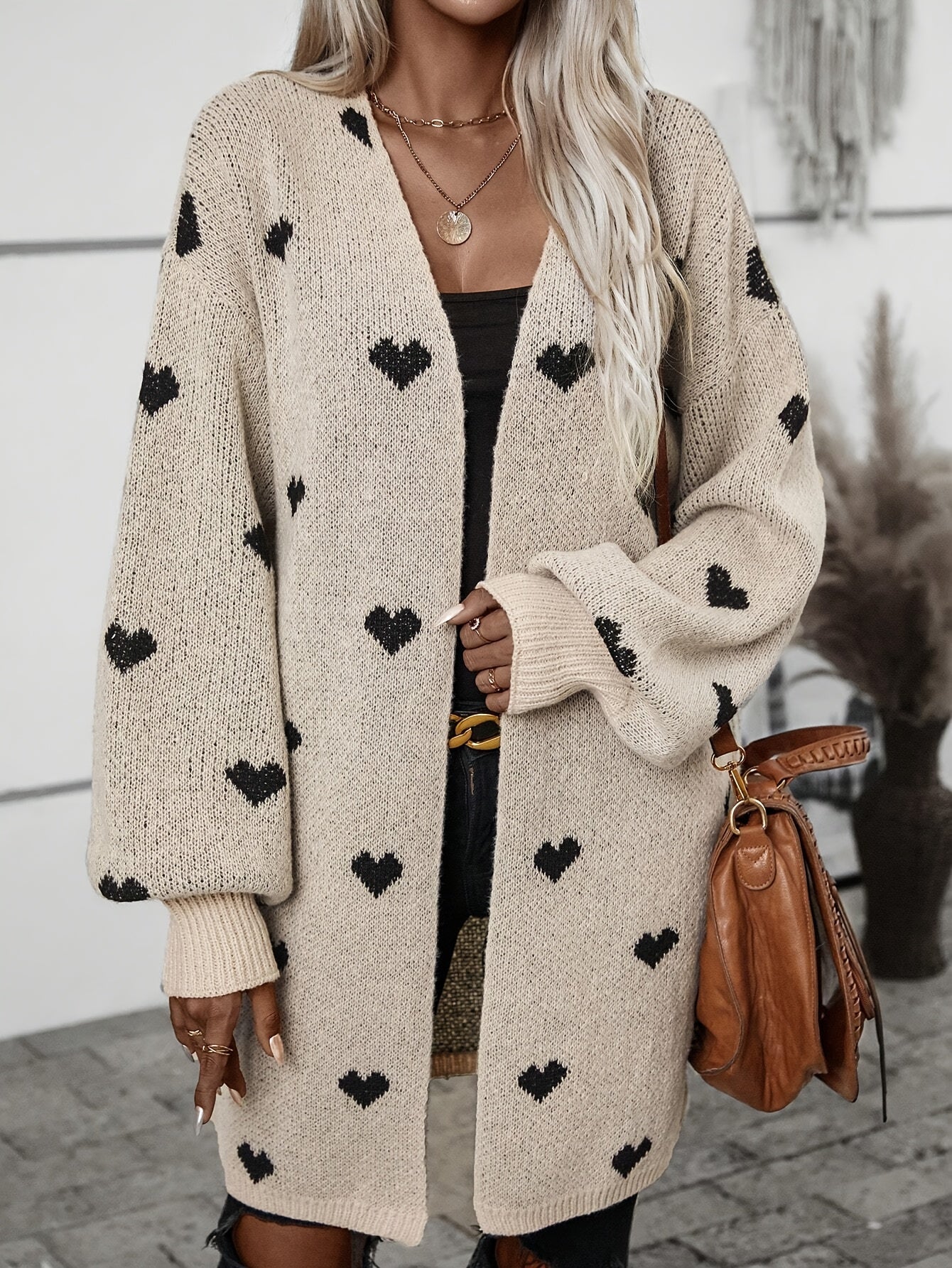 Damen Cardigan mit Herzmuster | Langarm - Image 5