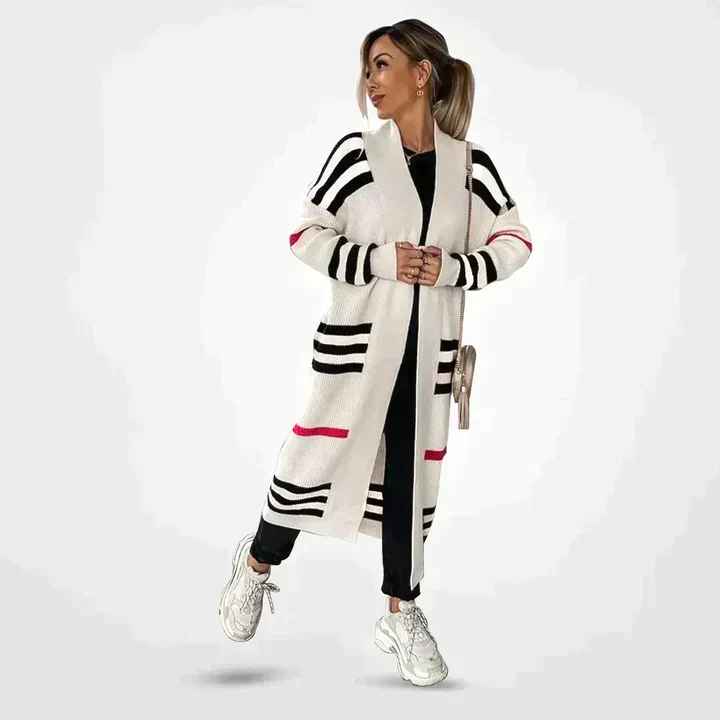 Damen Cardigan mit Streifenmuster | Lang - Image 3