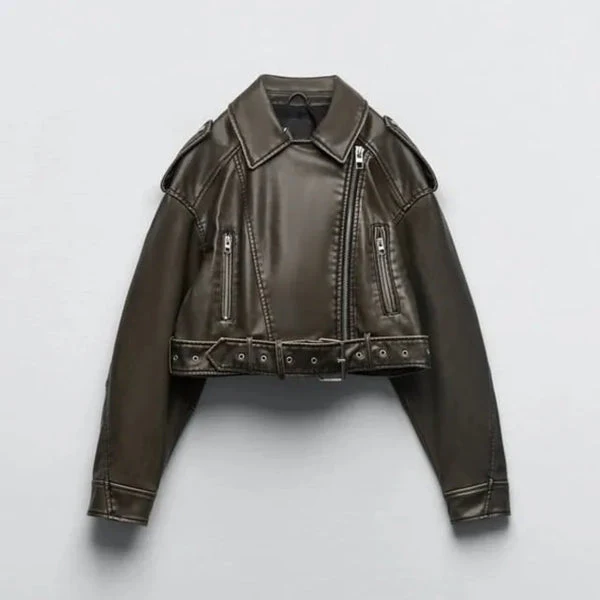 Damen Cropped Jacke | Kurz geschnittene Ausführung mit Gürtel - Image 5