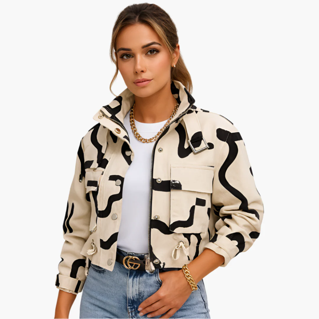 Damen Cropped Utility Jacke mit Reißverschluss vorn - Image 2