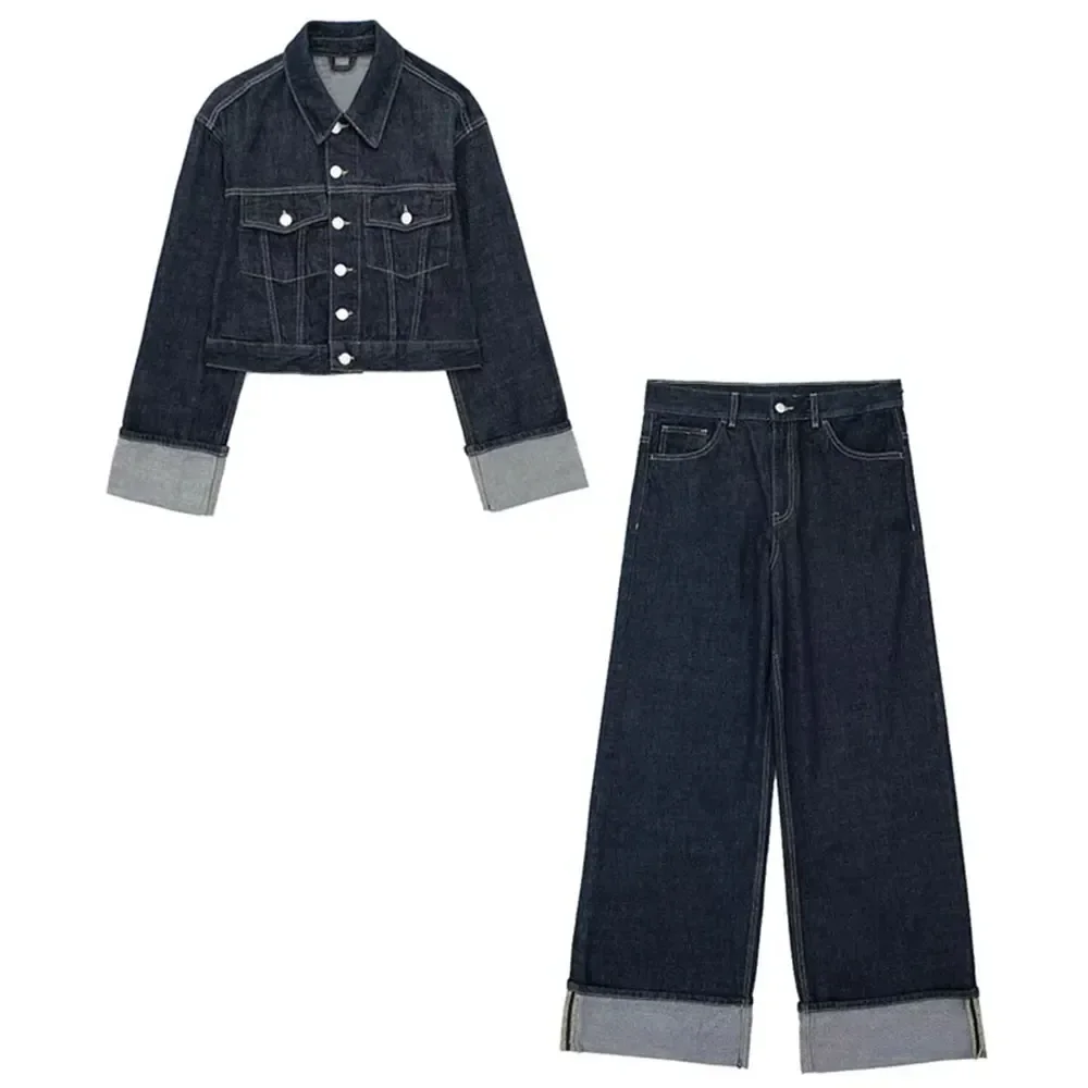 Damen Denim-Anzug – 2-teiliges Set mit Cropped Jeansjacke - Image 7