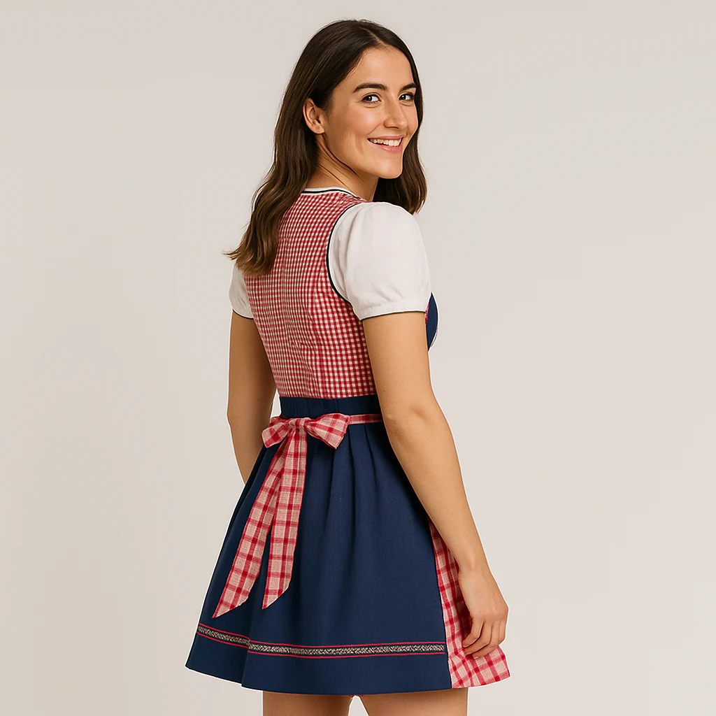 Damen Dirndl mit Karomuster – Bayerisches Trachtenkleid für Bierfest München - Image 2