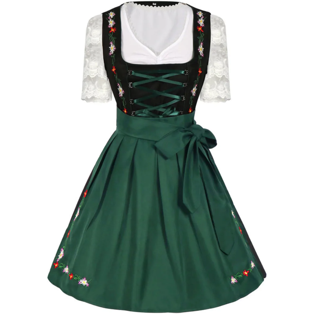 Damen Dirndlkleid mit Farbakzent | Klassisches Trachtenkleid in Grün-Schwarz - Image 3