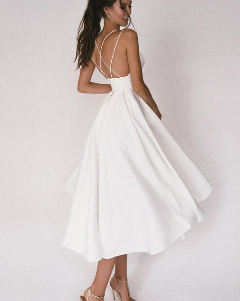Damen Elegant Abendkleid | Cocktailkleid mit Spaghettiträgern und Herz-Ausschnitt - Image 2