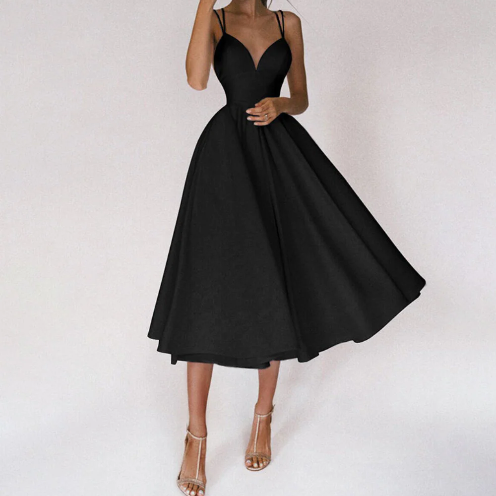 Damen Elegant Abendkleid | Cocktailkleid mit Spaghettiträgern und Herz-Ausschnitt - Image 5