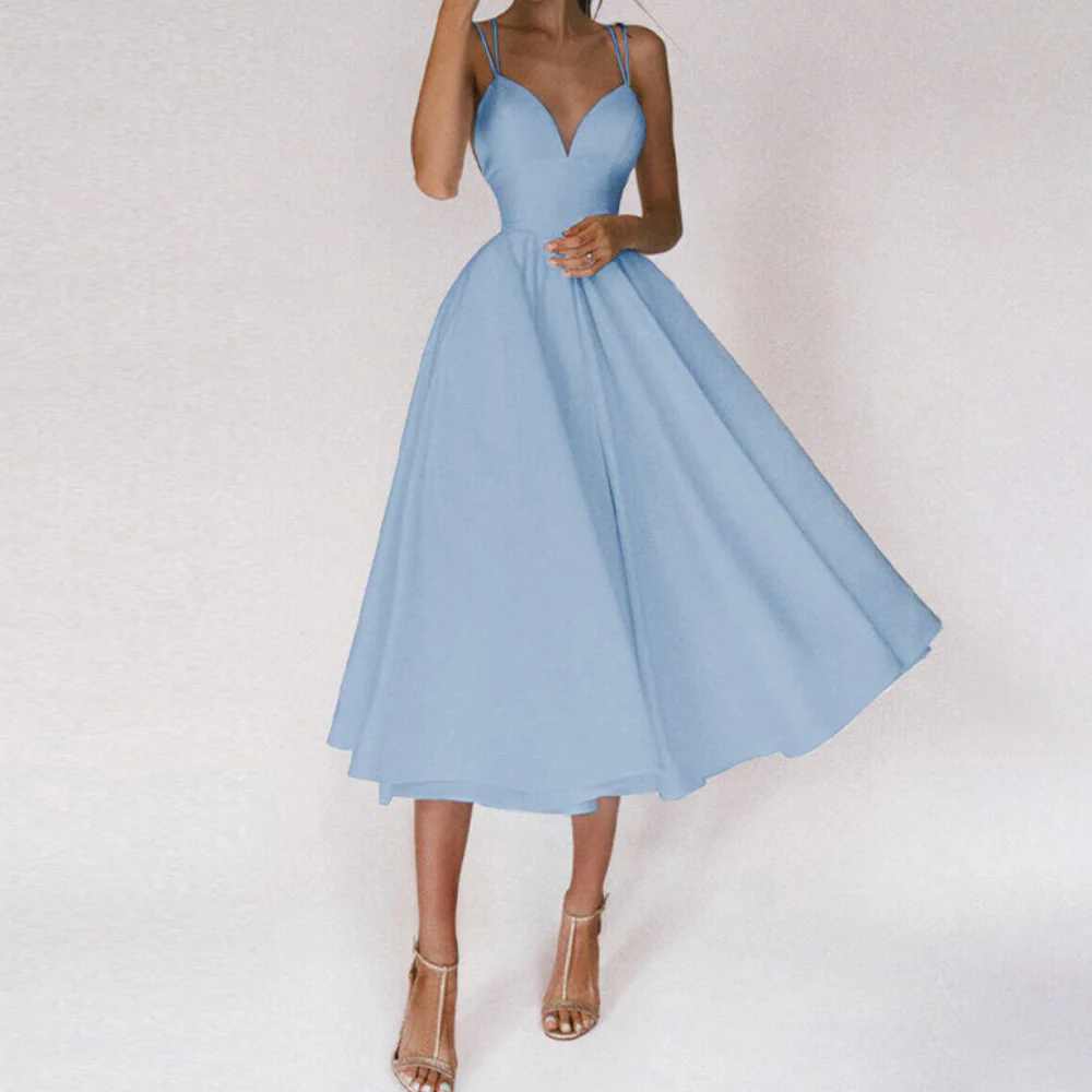 Damen Elegant Abendkleid | Cocktailkleid mit Spaghettiträgern und Herz-Ausschnitt - Image 6