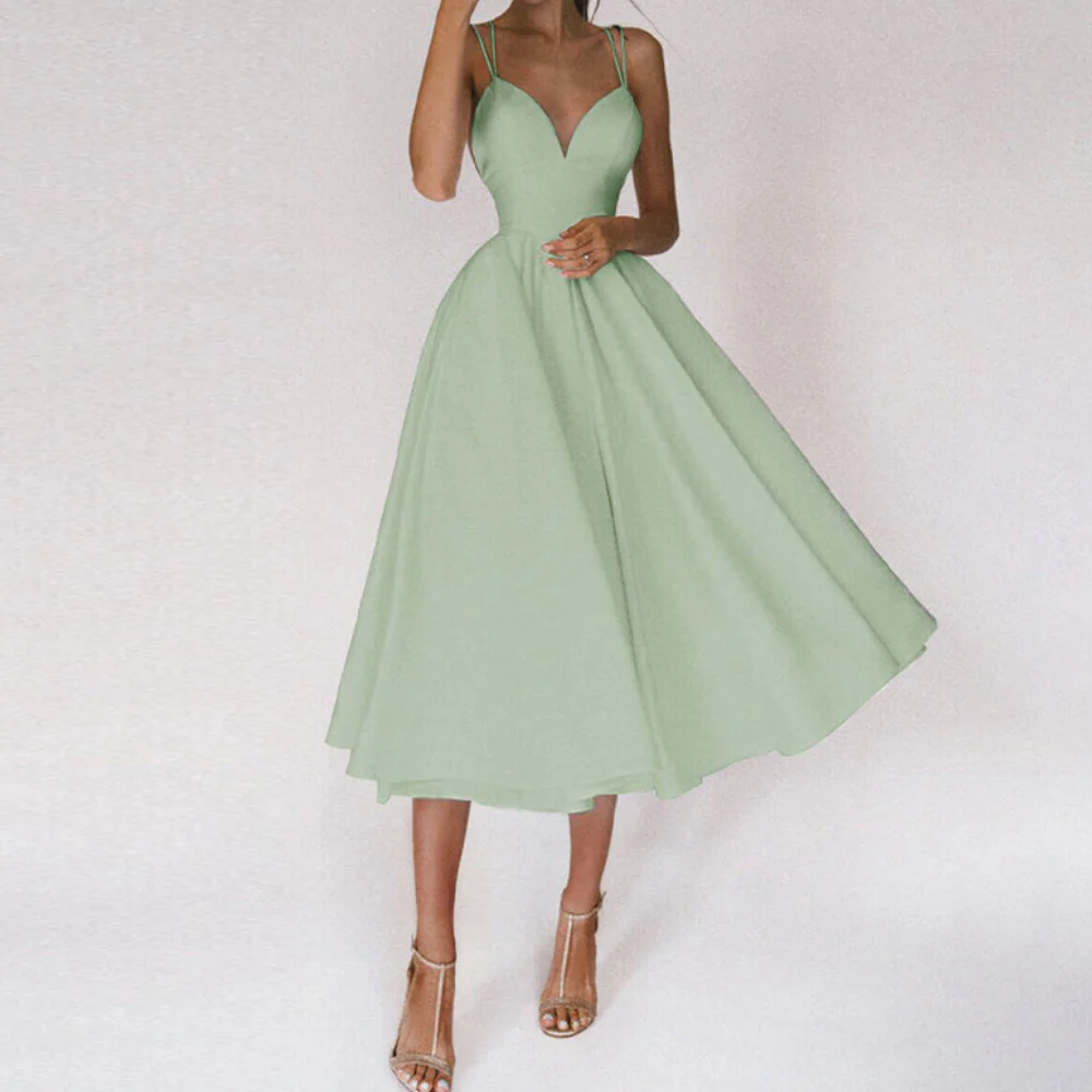 Damen Elegant Abendkleid | Cocktailkleid mit Spaghettiträgern und Herz-Ausschnitt - Image 7