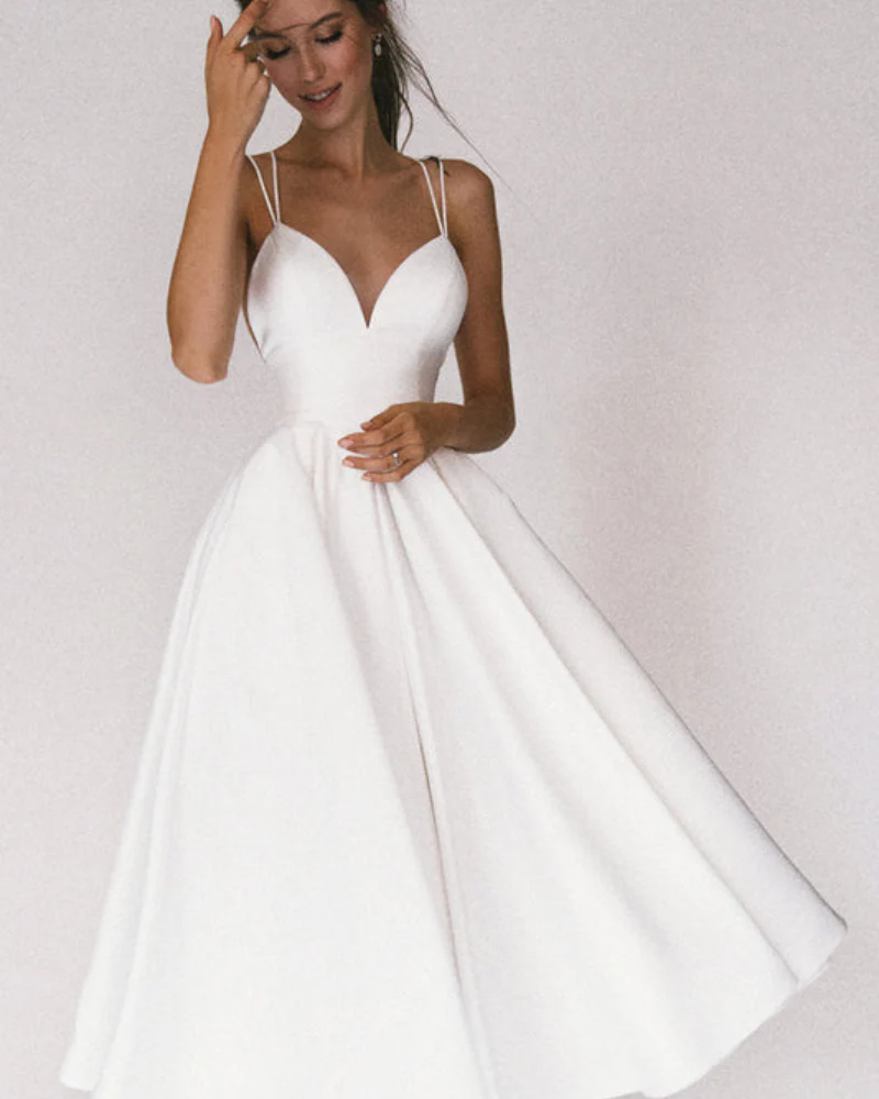 Damen Elegant Abendkleid | Cocktailkleid mit Spaghettiträgern und Herz-Ausschnitt - Image 8