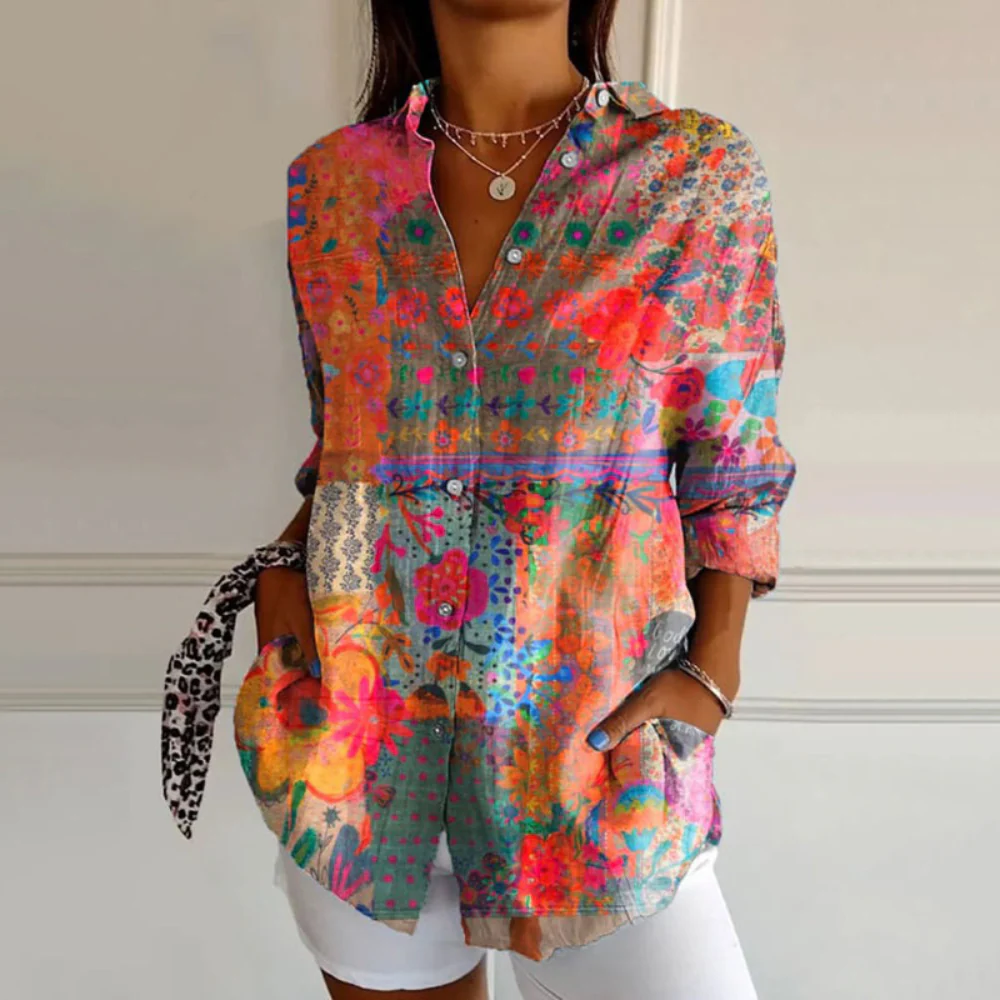 Damen Elegante Blumenbluse | Zeitloses Design mit Knopfleiste - Image 2