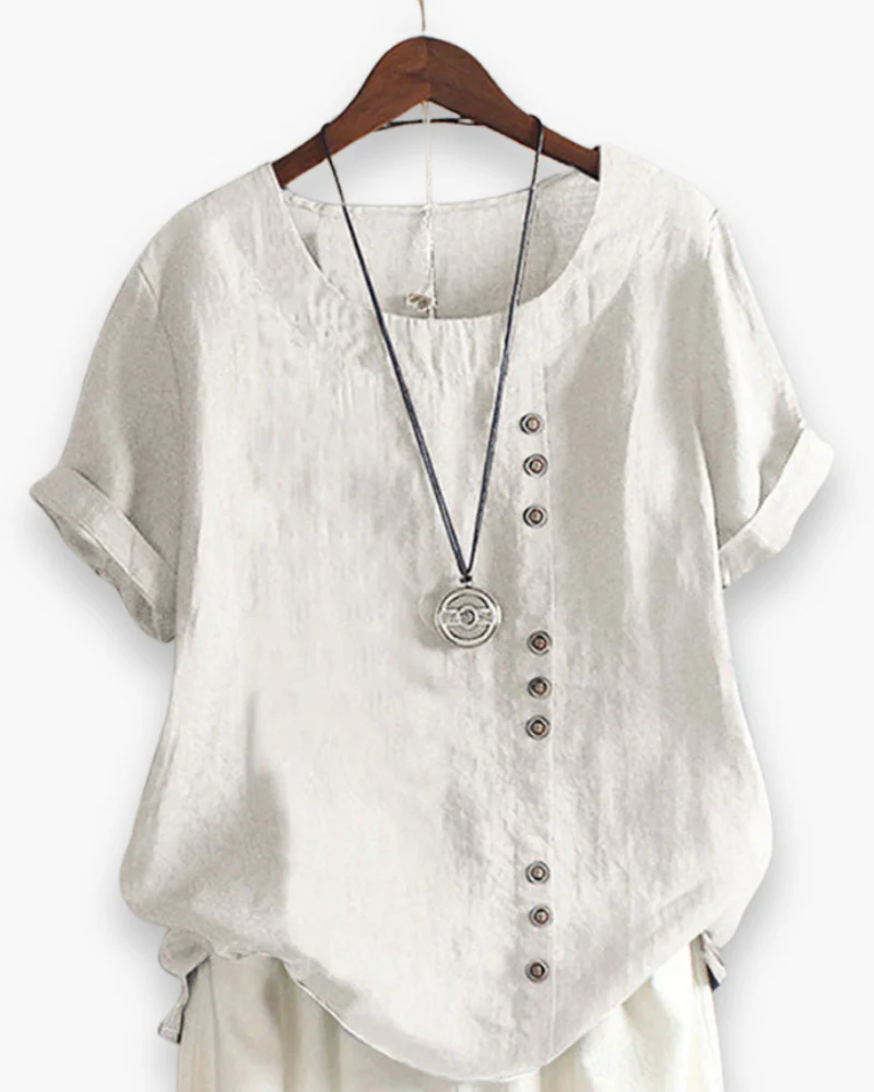 Damen Elegante Kurzarm-Bluse | Unifarben - Image 3