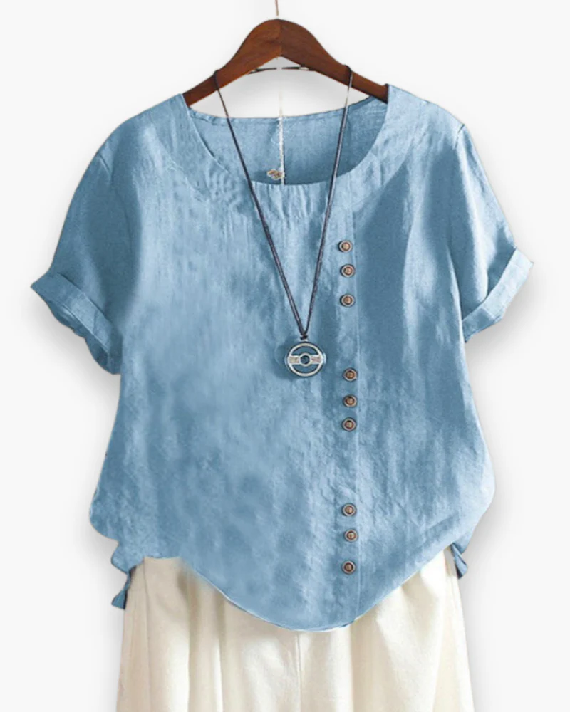 Damen Elegante Kurzarm-Bluse | Unifarben - Image 6