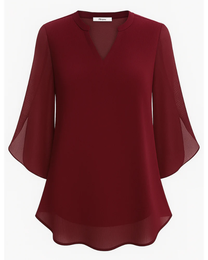 Damen Elegante V-Ausschnitt Bluse | 3/4 Ärmel - Image 10