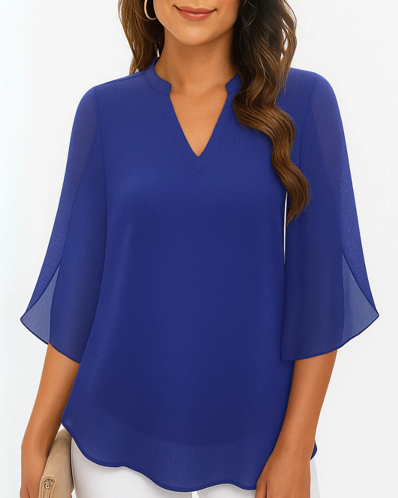 Damen Elegante V-Ausschnitt Bluse | 3/4 Ärmel - Image 5