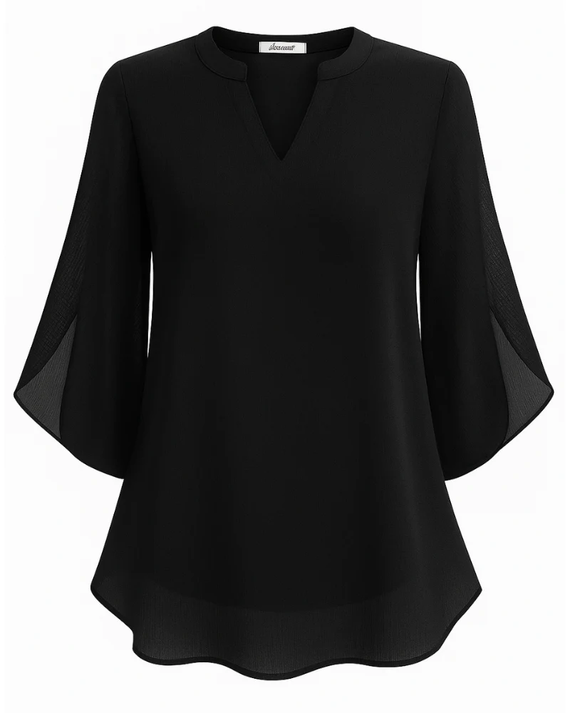 Damen Elegante V-Ausschnitt Bluse | 3/4 Ärmel - Image 6