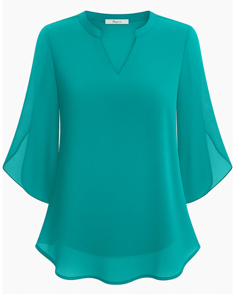 Damen Elegante V-Ausschnitt Bluse | 3/4 Ärmel - Image 8