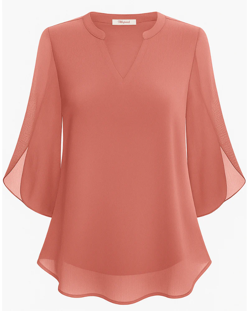Damen Elegante V-Ausschnitt Bluse | 3/4 Ärmel - Image 9