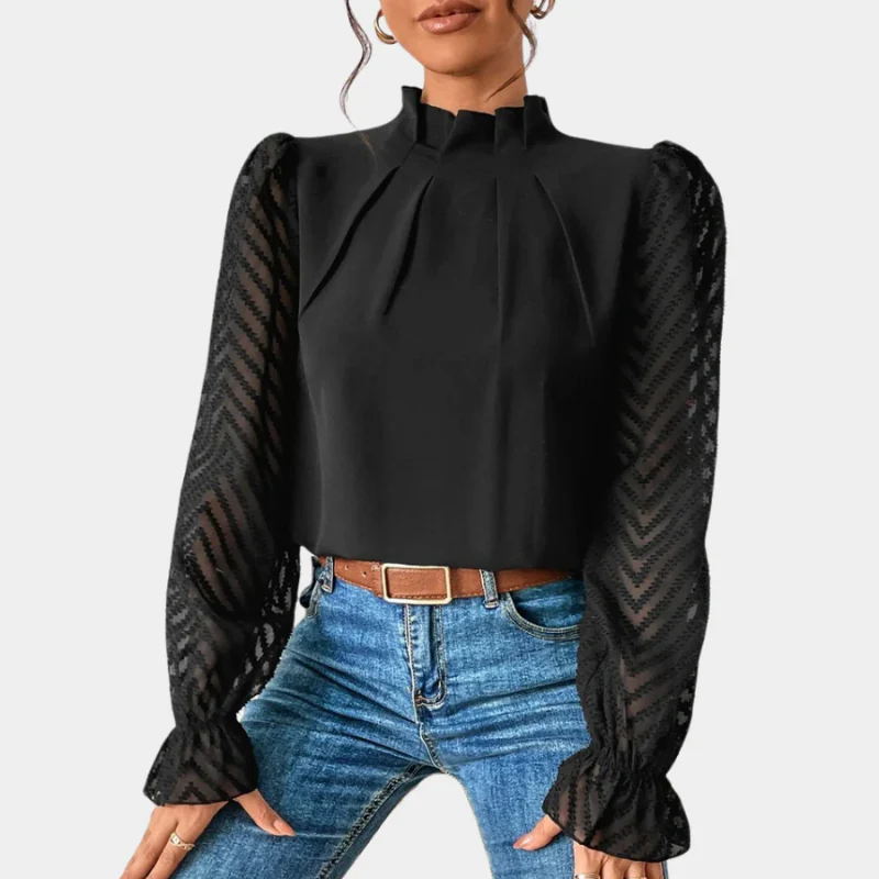 Damen elegante Vintage-Bluse | Langarm - Image 2