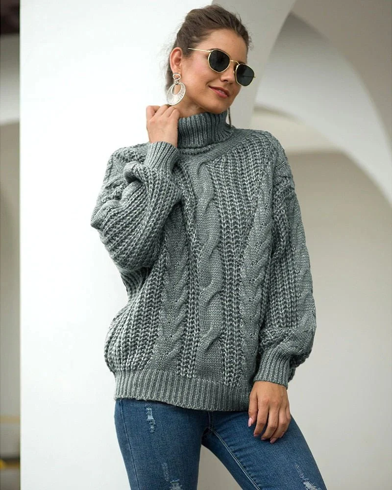 Damen eleganter grober Zopfstrickpullover | Warmer - Image 3