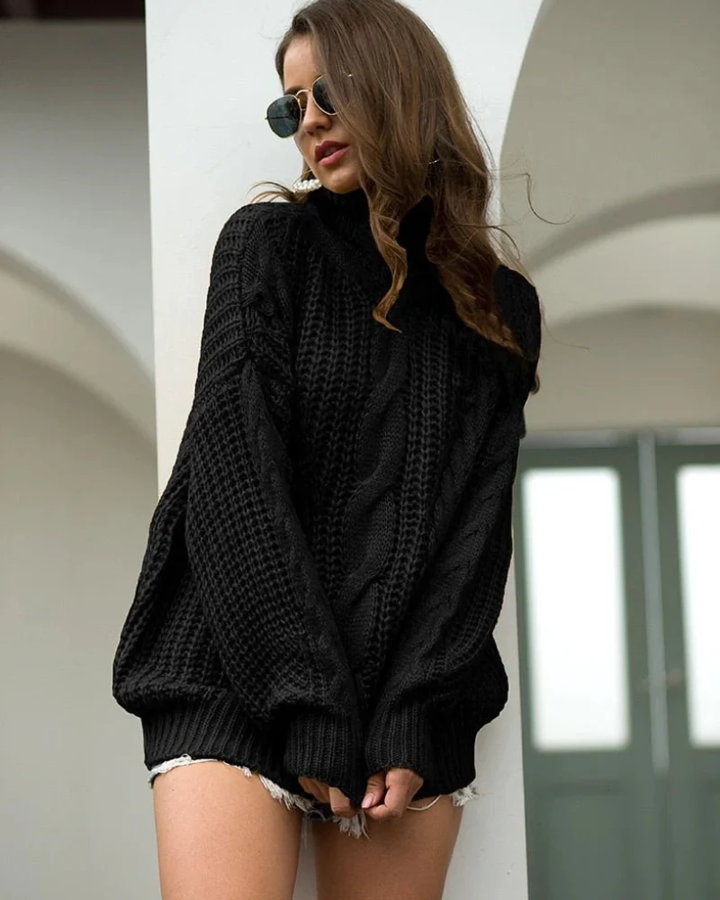 Damen eleganter grober Zopfstrickpullover | Warmer - Image 6