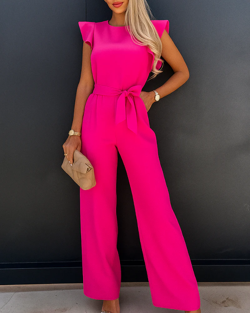 Damen Eleganter Jumpsuit mit Gürtel | Weites Bein - Image 9