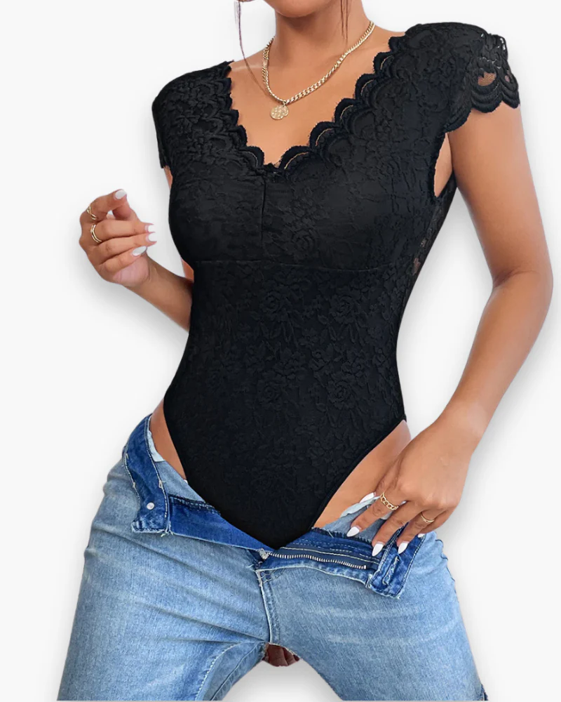 Damen Eleganter V-Ausschnitt Bodysuit | Kurzer Ärmel - Image 6