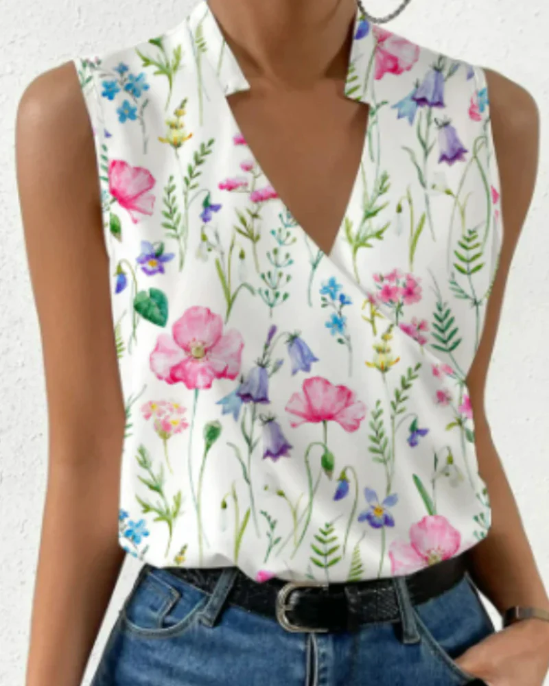 Damen Elegantes Ärmelloses Wickeloberteil | V-Ausschnitt Bluse - Image 5