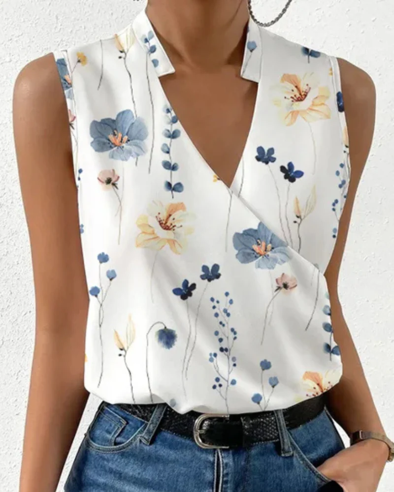 Damen Elegantes Ärmelloses Wickeloberteil | V-Ausschnitt Bluse - Image 7