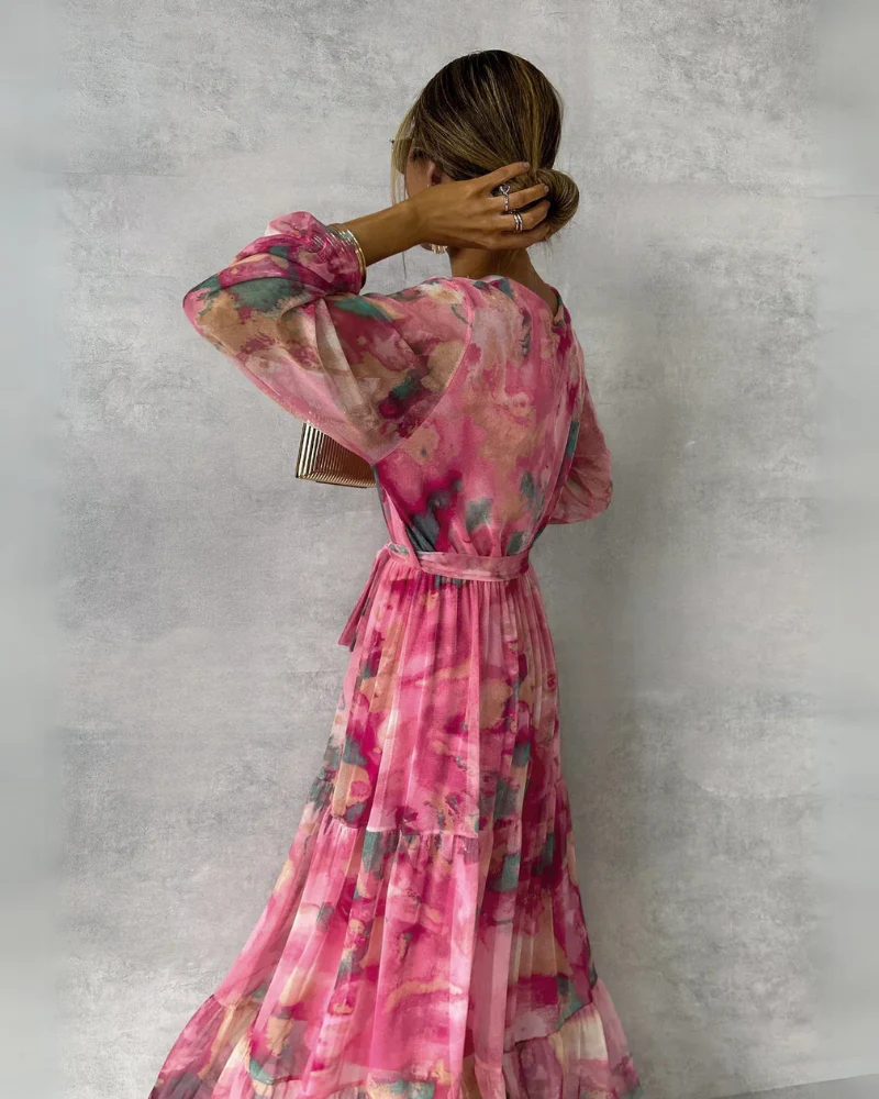 Damen Elegantes Blumen Wickelkleid | Maxi - Image 3