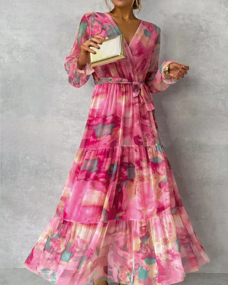 Damen Elegantes Blumen Wickelkleid | Maxi - Image 4