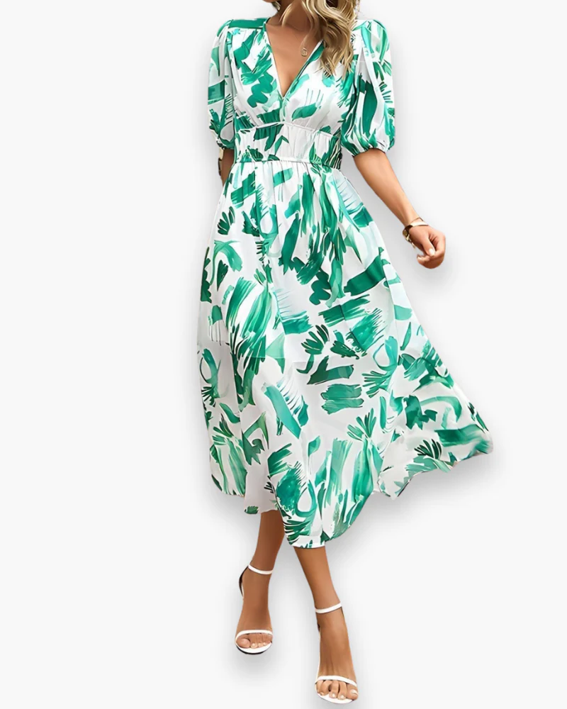 Damen Elegantes Blumendruck Midikleid | Midi Sommer Kleid - Image 5